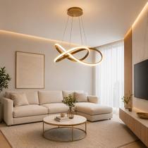 Lustre Pendente LED 45W Dourado Moderno Luxuoso 50cm Lustre Pendente LED 45W Dourado Moderno Luxuoso 50cm