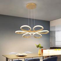 Lustre Pendente LED 45W Lumina Dourado Moderno com 3 Cores de Luz e Ajuste de Altura Bivolt