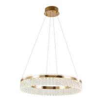Lustre Pendente Led 50w 3000k Bronze e Cristal Lux Redondo 58cm Bivolt