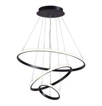 Lustre Pendente Led 58w 3 anéis preto - Ideal para sala de jantar, sala de estar