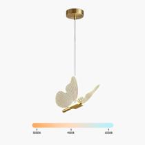 Lustre Pendente LED 5W Borboleta Mini Dourado Acrílico Multicor Bivolt