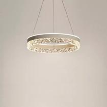 Lustre Pendente LED com Cristal Anel 50cm Branco Bivolt