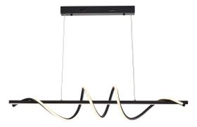 Lustre Pendente Led Design Espiral Preto Moderno Luz Amarela