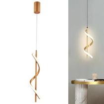 Lustre Pendente Led Espiral Dna Infinito Vertical Moderno 40cm Dourado Branco Quente 3000K 10W Bivolt 110V 220V Para Sala Mesa Jantar Quarto Cabeceira