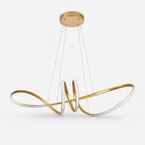 Lustre Pendente Led Espiral Moderno Dourado 60w Bivolt Luz Quente 3000k Ajustável Alumínio Acrílico Lustre Pendente Led Espiral Moderno Dourado 60w Bivolt Luz Quente 3000k Ajustável Alumínio Acrílico