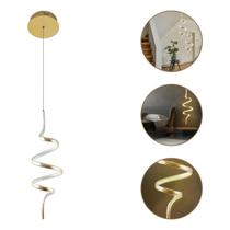 Lustre Pendente Led Espiral Premium Bivolt 18w Dourado