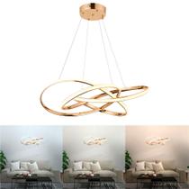 Lustre Pendente LED Flat Retorcido Dourado com 3 Tons de Luz