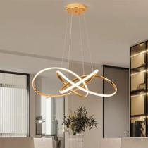 Lustre Pendente LED Flux 45W Dourado 3 em 1 Bivolt Design Moderno e Elegante