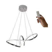 Lustre Pendente Led Infinity Moderno 40w 58 cm Prata C/ Controle Lustre Pendente Led Infinity Moderno 40w 58 cm Prata C/ Controle