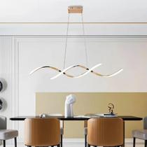 Lustre Pendente LED Moderno Rose Gold 35W 3 Cores de Luz Bivolt 110cm Luxo Decorativo Sala Jantar Quarto Cozinha
