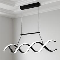 Lustre Pendente LED Preto Moderno Design Ondulado para Sala de Jantar e Estar LUMIVILLE Lustre Pendente LED Preto Moderno Design Ondulado para Sala de Jantar e Estar LUMIVILLE