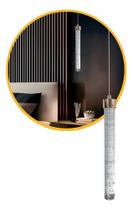 Lustre Pendente Led Tubo Cristal 3w Multicor Dourado Bivolt