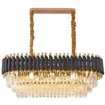 Lustre Pendente Legitimo Cristal Luxuoso Preto e Dourado