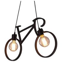 Lustre Pendente Lumier Bicicleta Preto 62cm Led Bocal E27 Bivolt 110/220v Moderno Para Sala de Estar