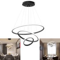 Lustre Pendente Luminaria 3 Arcos Aneis Luxo Perfil Infinito 48W Rustico Decoraçao Sala Jantar Luz Led Iluminaçao Resistente Casa - Leva pro pet