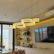 Lustre Pendente Luminária Acrílica Moderna Ondas Teto Sala Mesa Escritório Entrada Hall Luz 3 Em 1 Bivolt