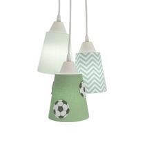 Lustre Pendente Luminária Bebê Bola De Futebol Verde e Branco