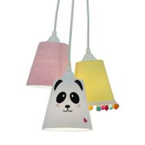 Lustre Pendente Luminária Bebê Cacho Pandinha e Pompons