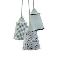 Lustre Pendente Luminária Bebê Nuvens Preto e Branco