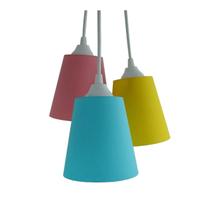 Lustre Pendente Luminária Bebê Tecidos Azul, Rosa e Amarelo