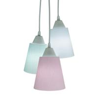 Lustre Pendente Luminária Bebê Tecidos Verde, Rosa E Branco