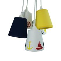 Lustre Pendente Luminária Cacho 5 Cúpulas Navy com Apliques Marinheiro