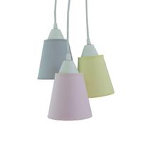 Lustre Pendente Luminária Cacho Cinza, Rosa e Amarelo Bebê