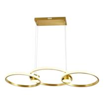 Lustre Pendente Luminária De Led Com 3 Anéis Moderno 60w