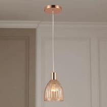 Lustre Pendente Luminária de Teto em Vidro Mooca Cobre Rose Gold Decoração Moderno E27 Bivolt Lustre Pendente Luminária de Teto em Vidro Mooca Cobre Rose Gold Decoração Moderno E27 Bivolt