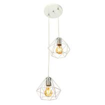 Lustre Pendente Luminária Diamante Aramado Duplo Branco