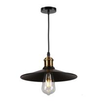 Lustre Pendente Luminaria Flat em metal preto 30 cm soquete e27