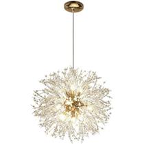 Lustre Pendente Luminária Flor Dente Leão 50Cm G9X9 Dourado