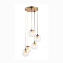 Lustre Pendente Luminária Gold Design Jason Miller 5 Globos Lustre Pendente Luminária Gold Design Jason Miller 5 Globos