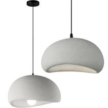 Lustre Pendente Luminária Japonesa Wabi-Sabi Orgânico Cogumelo Concreto Gimpo LTJ30-CINZA-A