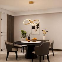 Lustre Pendente Luminária Led 40W Infinito Moderno Luz 3 em 1 Dourado 110V 220V Sala Quarto Mesa
