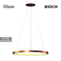 Lustre Pendente Luminária Orluce Aro Arco Cobre Led 40Cm