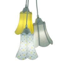 Lustre Pendente Luminária Paris Tons de Amarelo e Cinza