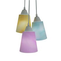 Lustre Pendente Luminária Tecidos Aquarelados Amarelo, Rosa e Verde Claro