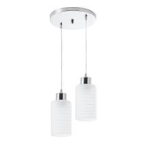 Lustre Pendente Luminária Track em Vidro Leitoso Para Sala de Jantar Balcão Bancada Para 2 Lâmpadas E27 Bivolt