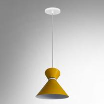 Lustre Pendente Luxo Rainha Elisabeth Amarelo Branco R.R.J.V