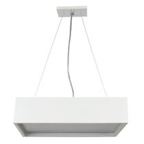 Lustre Pendente Madeira Quadrado Branco 25Cm