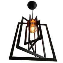 Lustre Pendente Madeira Rustico Retângulo 27x27x32cm