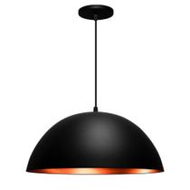 Lustre Pendente Meia Lua 30cm Preto