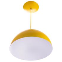 Lustre Pendente Meia Lua 40cm De Alumínio Amarelo