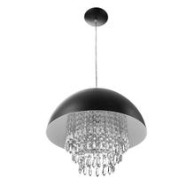 Lustre Pendente Meia Lua 40cm Preto Com Cristais Acrilicos