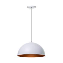 Lustre Pendente Meia Lua Branco 40 Cm Aluminio Decoração