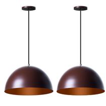 Lustre Pendente Meia Lua Marrom 30Cm - Kit 2 Unidades Lustre Pendente Meia Lua Marrom 30Cm - Kit 2 Unidades