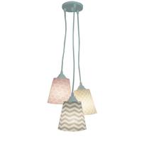 Lustre Pendente Menina Chevron e Colmeia Rosa e Cinza