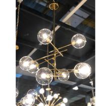Lustre Pendente Metal Dourado 6 Lamp Cupula Esferas Formosa