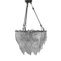 Lustre Pendente Metal Dourado Vidro Formato Folhas